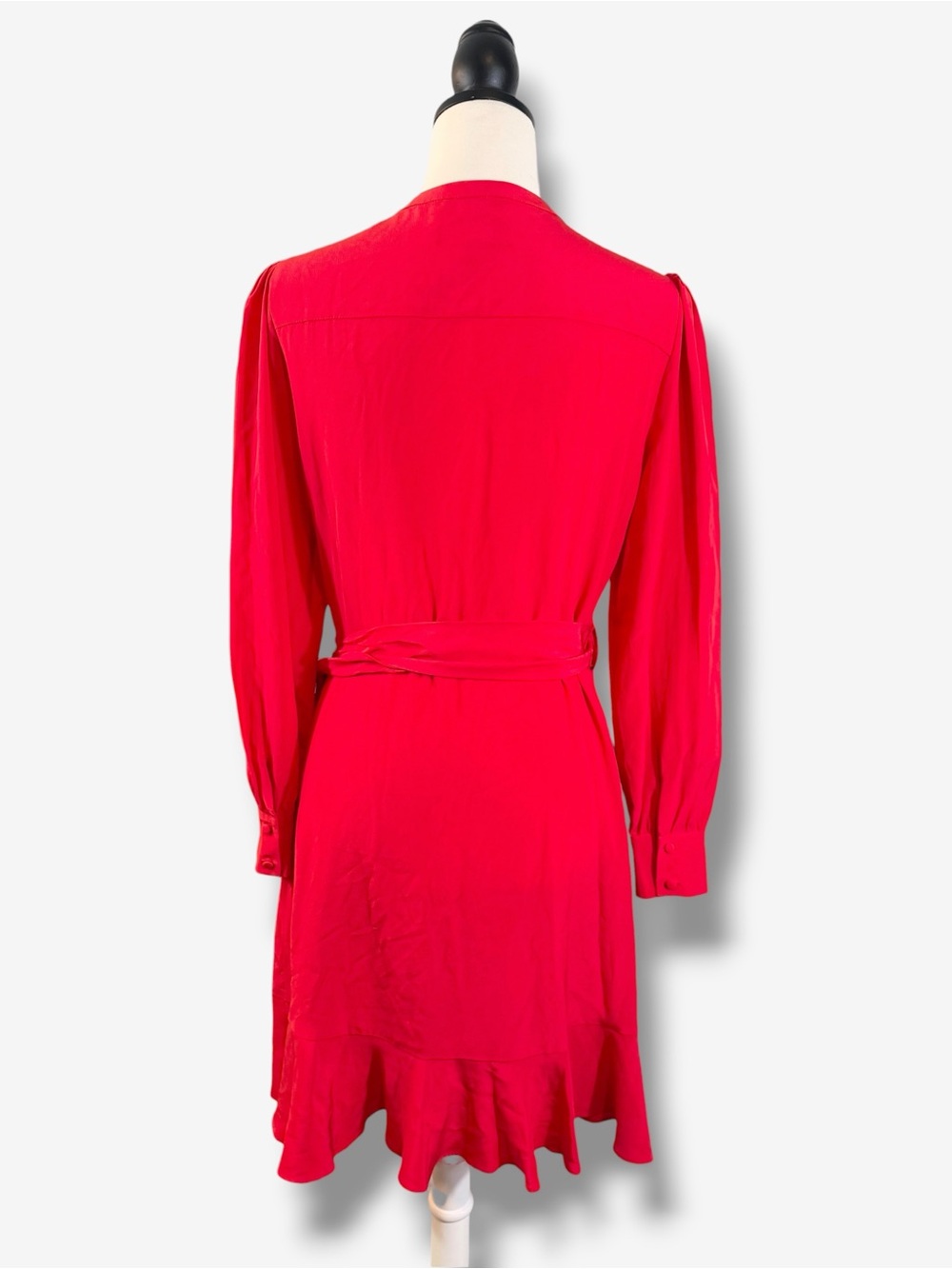 Intermix Red Ruffle Silk Wrap Dress Size 6 Long Sleeve Evening Party Holiday - Picture 9 of 12